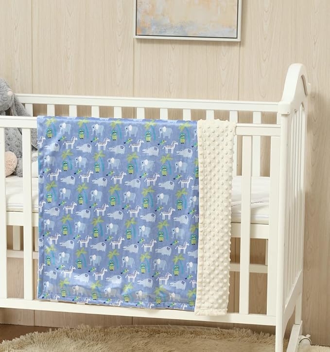 CREVENT Silky Soft Baby Blanket for Boys Soft Plush Receiving Gift for Newborns Toddlers Bedding - Zoo 30x40 Inches