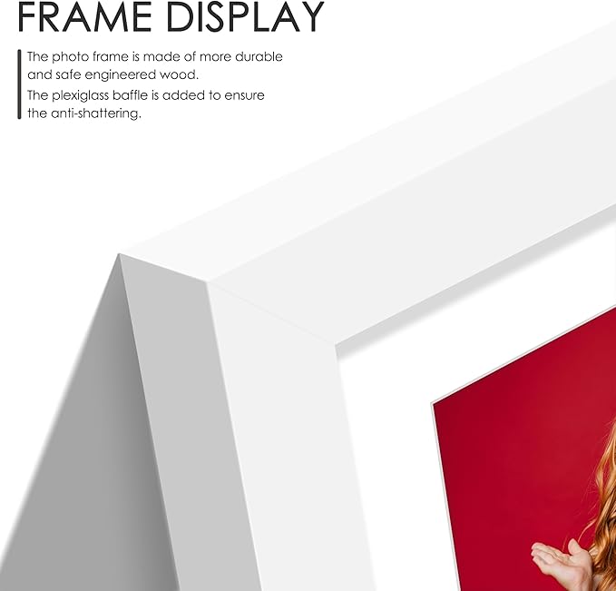 12x19 Double Picture Frame 8x10 Displays Two 8x10 inch Photos Collage Available Horizontal Wall Mounting Display and Vertical White