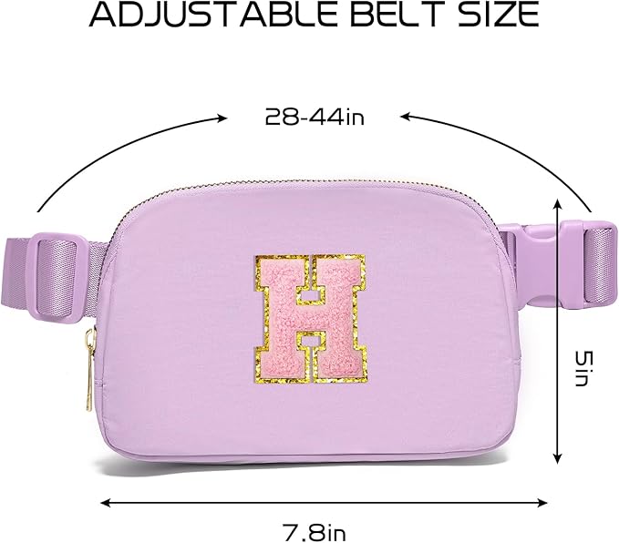 Gitus Initial Belt Bag Fanny Pack Crossbody Bag for Girls Birthday Gifts Age 8-10 Teen Girl Gifts Trend Stuff Personalized Letter Gifts for Daughter Sister (Lavender-H)