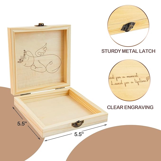 Miscarriage Memory Box, A Heartfelt Sympathy Gift for Mothers Loss of Baby, Premium Wooden Keepsake Box, Remembrance Gifts Miscarriages, Infant Loss Memorial for Moms and Dads
