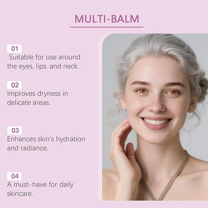 Multi Balm Stick - Hydrating & Firming Face Balm for Eyes, Lips & Neck - With Collagen & Vitamin E - Skin Barrier Care for Delicate Skin - 9g (3)