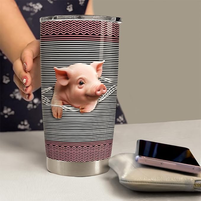 Pig Tumbler 20oz Stainless Steel Insulated Coffee Travel Mug Cup for Women Girls Pig Gifts for Birthday Christmas Mothers Day