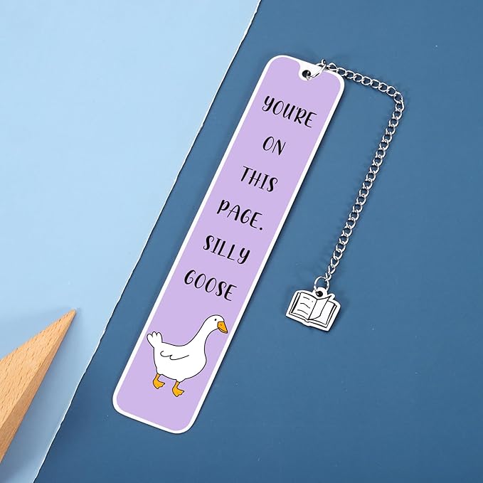 Goose Bookmark for Women Gifts for Her Him, Cute Bookmarks for Book Lovers Bookish Funny Gifts Metal Bookmark for Bookworm Bookmate Book Reading Accessories for Book Club Birthday Christmas Valentines