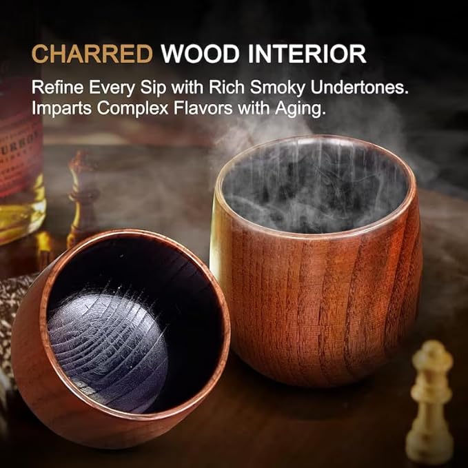 Personalized Wooden Engraved Whiskey Glass, Custom Bourbon Drinking Cups, 10OZ Old Fashioned Glass Mug for Men, Dad, Grandpa, Groomsmen or Brother, Wedding Father's Day Anniversary Birthday Gifts