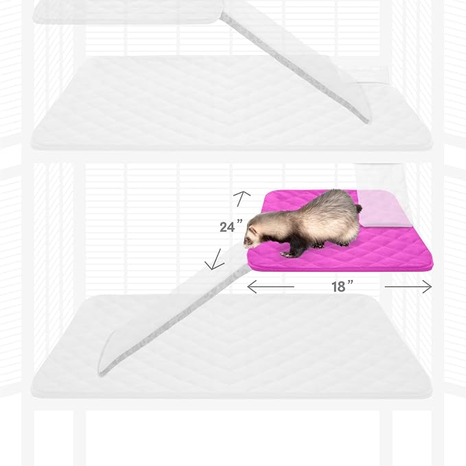 Paw Inspired Fitted Fleece Shelf Liner for Critter Nation Cage, Pink | Cover for Ferret Nation/Critter Nation Cage Shelves, For Ferrets, Rats, Chinchillas, Hedgehogs, Small Animals, Pets
