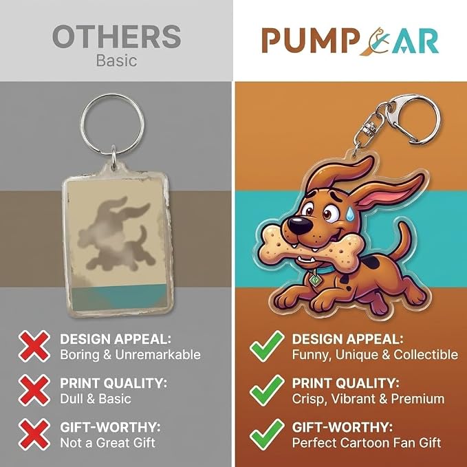 PumpCar Acrylic Keychain Double-Sided Charm Key Ring with Metal Clip Backpack Charm Bag and Car Key Accessory Collectible