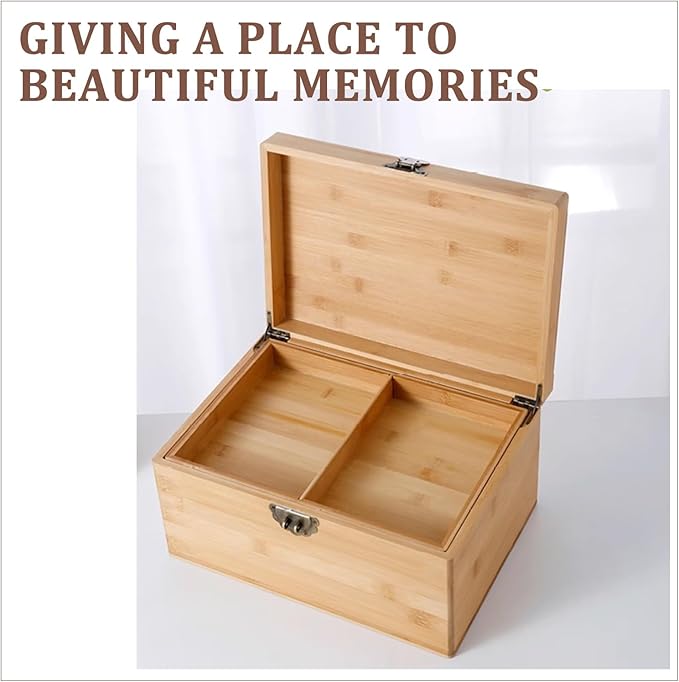 Large Personalized Baby Keepsake Box, Bamboo 13.8x10x7.1 inches Memory Box for Keepsakes Custom Engraved Wooden Newborn Gift Box with Lid, Baby Shower Gifts for Boys Girls Keepsake Chest