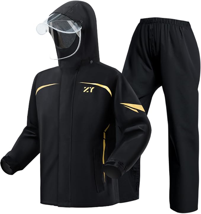 Men's Waterproof Rain Suit Rain Gear Jacket and Pant Outdoor Packable Lightweight Breathable Hooded Raincoat