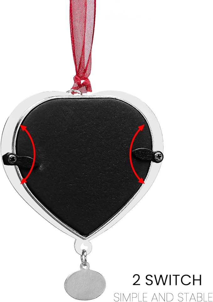 Christmas Tree Ornament Picture Frame Metal Hanging Pendant Holiday 2.5" Photo Frame Charm Decorative of Pets, Baby First Christmas, Family (2025 White)