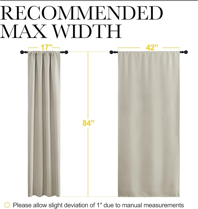 NICETOWN Blackout Curtains for Living Curtains, Room Darkening Window Curtain Panels, Easy-Care Solid Thermal Insulated Draperies/Drapes for Daughter Room (Natural, 2 Panels, 42 by 84)