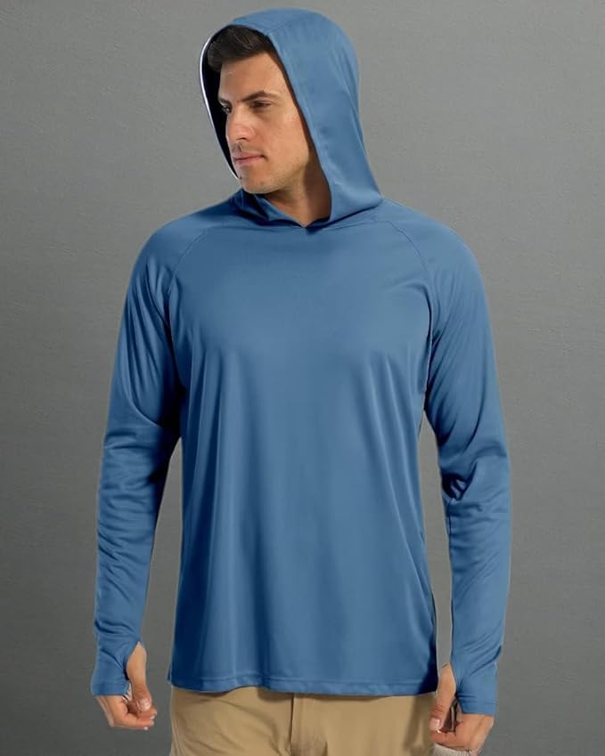 Boladeci Men's UPF 50+ Sun Protection Lightweight Hoodie Shirts Long Sleeve Fishing Shirt SPF UV Hiking Swim