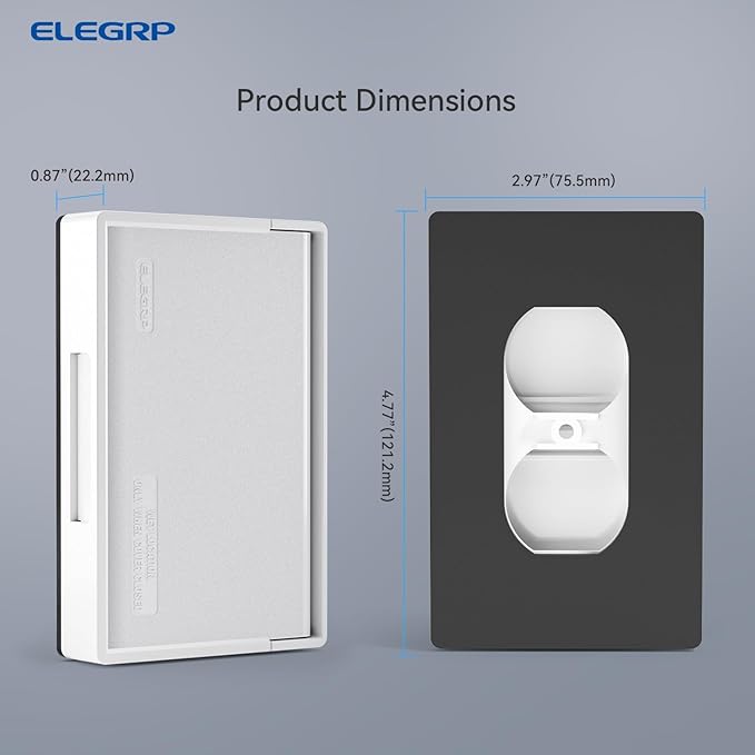 ELEGRP Horizontal Outdoor Cover for Duplex Receptacles, Weatherproof Wall Plate, Outdoor Electrical Outlet Cover, Standard Size 1-Gang 4.77” x 2.97”, Thermoplastic, 6 Pack, White