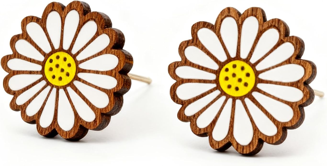 Wooden Stud Earrings for Women Hypoallergenic Jewelry Gifts for Women