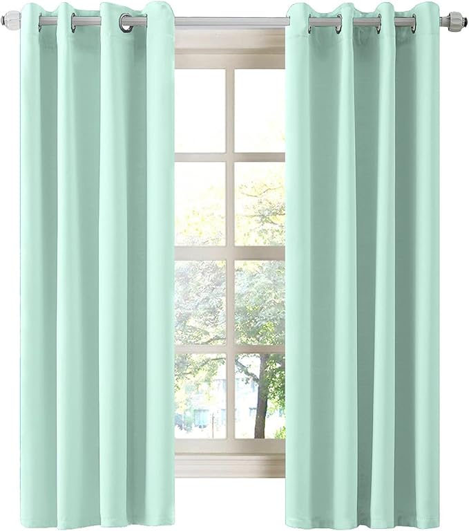 LA PALMA Thermal Insulated Blackout Darkening Grommet Living Room Curtains Window Drapes for Bedroom Pack of 2 Panels
