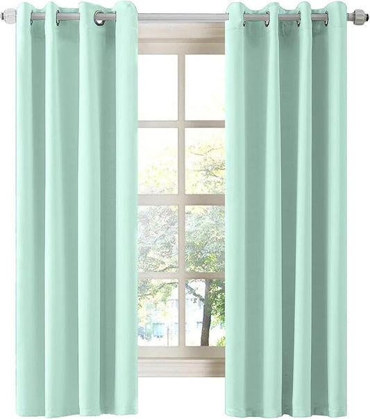 LA PALMA Thermal Insulated Blackout Darkening Grommet Living Room Curtains Window Drapes for Bedroom Pack of 2 Panels