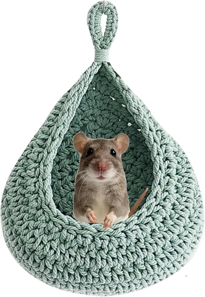 Small Pet Hammock Bed for Rats, Sugar Gliders, Rat Toys Soft Hanging Sleeping Hideout for Cage, Washable Comfortable Nest as Rat Cage Accessories，Green