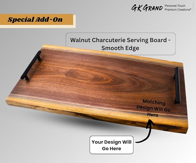 Personalized Cutting Board Wedding Gift Elegant Walnut Polished Live Edge Wood Display Custom Engraved Rustic Unique Anniversary Bride Groom Newlywed Couple Parents Housewarming (Wedding Branches)