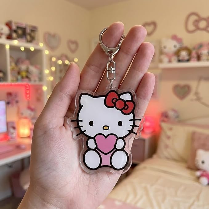 PumpCar Acrylic Keychain Double-Sided Charm Key Ring with Metal Clip Backpack Charm Bag and Car Key Accessory Collectible
