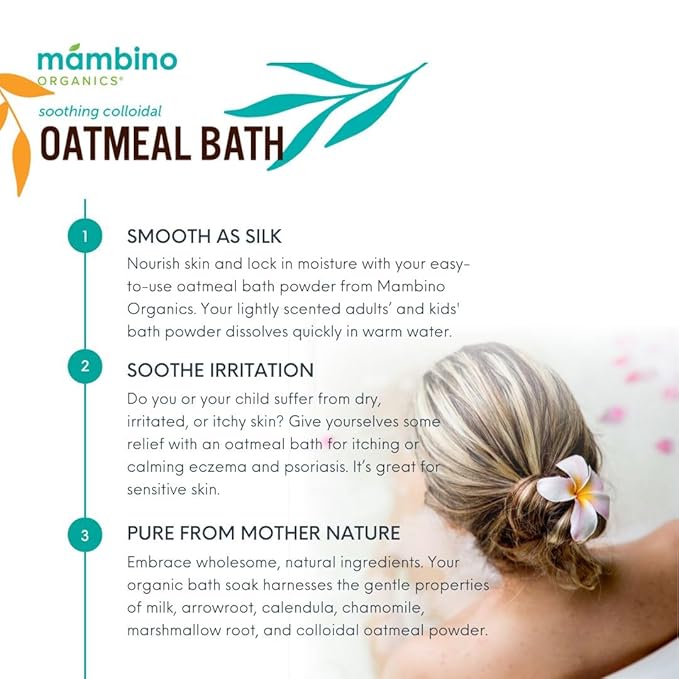 Mambino Organics Soothing Bath Set, Organic Oatmeal Bath Soak, Soothe Me Shampoo & Body Wash, and Calming Oil, Gentle for Sensitive Skin, Vegan, Baby Bath Essentials, 3-Pack, 5.5 oz Each