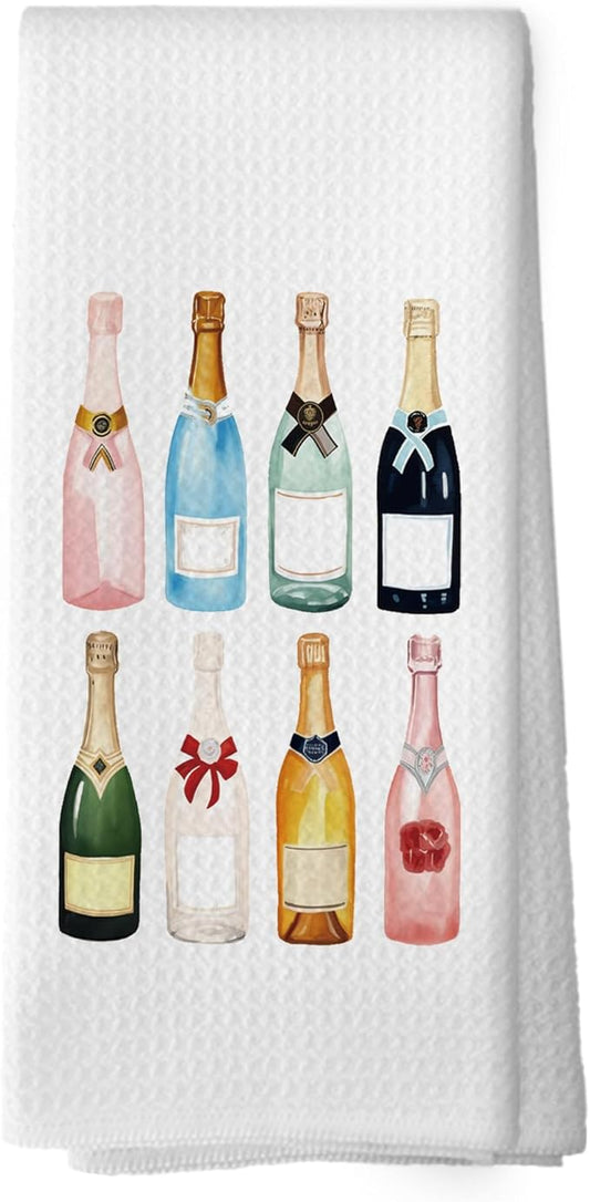 Champagne Lover Gift Kitchen Towels, Champagne Accessories Bar Hand Towel, Trendy Alcohol Bottles Cocktail Gift Champagne Bachelorettes Girly Room Decorative Tea Dish Towels 16x24 Inch