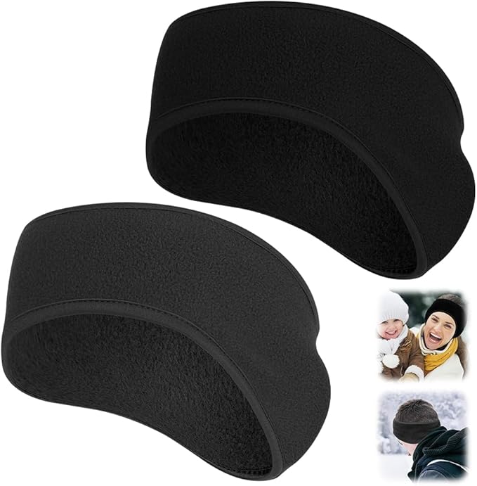 Ear Warmers Headband, Fleece Earmuffs Running Headband Winter Ear Covers Moisture Wicking Ski Sport Headband for Men & Women (19.2 inches, One Size, Cycling)