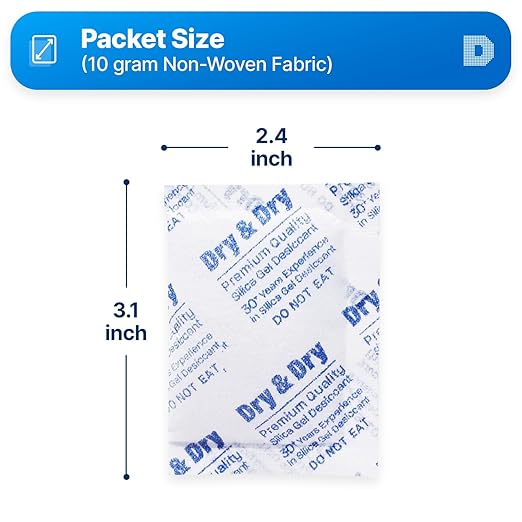 Dry & Dry 10 Gram Silica Gel Packets [1500 Packets], Rechargeable Fabric Silica Gel Packs, Desiccant Packs for Storage