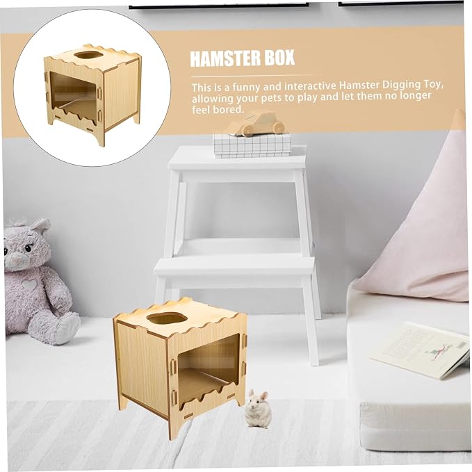 GALPADA Hamster Digging House Cozy Hideout for Small Pets Interactive Tunnel Box for Play and Exploration Natural Material Easy to Clean for Hamsters and Small Animals