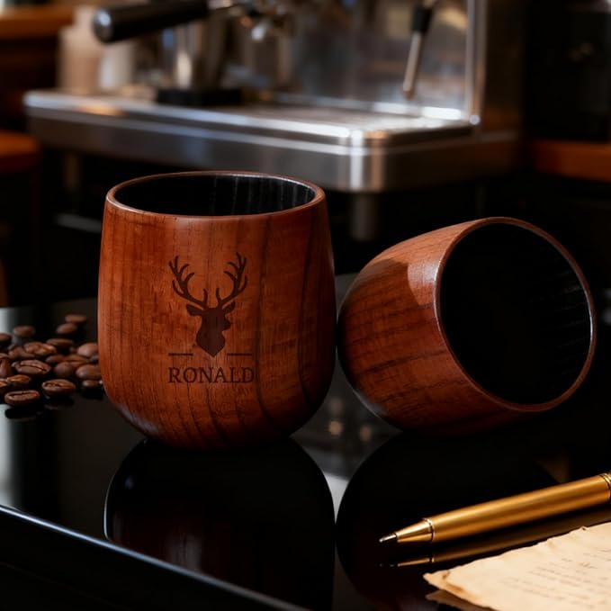 Personalized Wooden Engraved Whiskey Glass, Custom Bourbon Drinking Cups, 10OZ Old Fashioned Glass Mug for Men, Dad, Grandpa, Groomsmen or Brother, Wedding Father's Day Anniversary Birthday Gifts