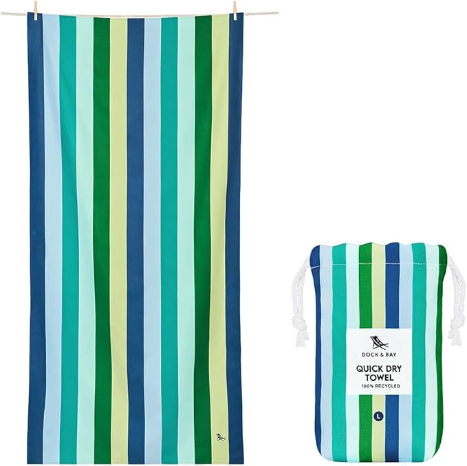 Dock & Bay Beach Towel - Quick Dry, Sand Free - Compact, Lightweight - 100% Recycled - Includes Bag - Summer Sugar - Set of 6 - Large (160x90cm, 63x35)