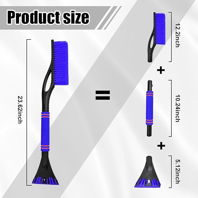 Car Snow Brush and Ice Scraper, Multi-Functional Detachable Snow Brush with Foam Grip, Ice Snow Removal Cleaning Tool for Car Windshield Window, Universal Car Accessories (Blue)