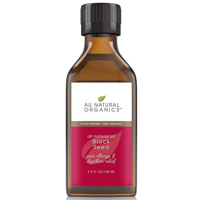 Au Natural Organics Black Seed Oil - USDA Certified Organic Black Seed Oil (Nigella Sativa) Cold Pressed for Supplements, Hair Growth, Strengthen Immunity, Digestive Health & Brain Support - 3.4 Oz