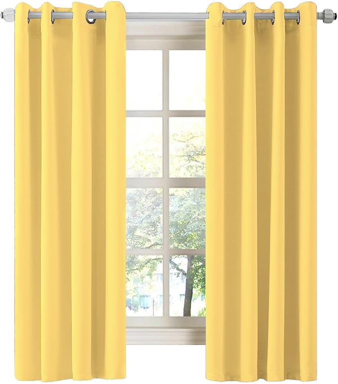 LA PALMA Thermal Insulated Blackout Darkening Grommet Living Room Curtains Window Drapes for Bedroom Pack of 2 Panels