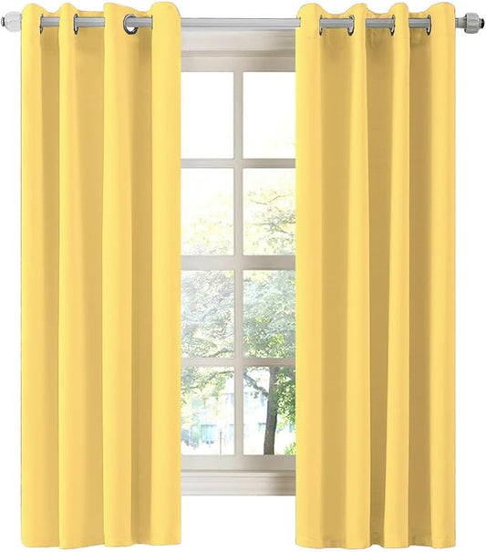 LA PALMA Thermal Insulated Blackout Darkening Grommet Living Room Curtains Window Drapes for Bedroom Pack of 2 Panels