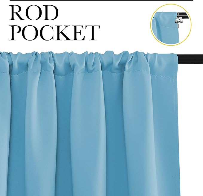 NICETOWN RV Blackout Curtains for Camper Windows, Teal Blue, 34" x 30", Set of 2, Kitchen Short Blackout Curtains & Drapes, Thermal Insulated Rod Pocket Window Treatment Draperies for Nursery