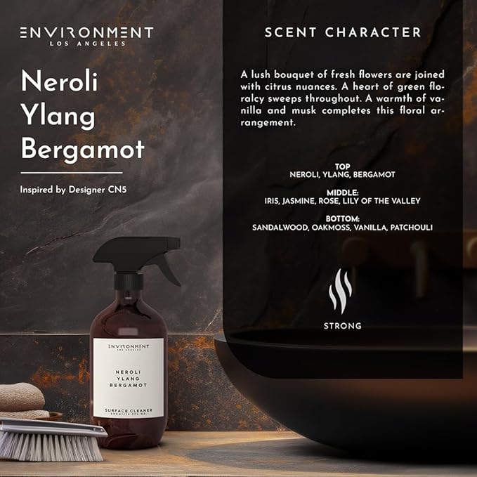 ENVIRONMENT Inspired by Designer Perfume CN5 Surface Cleaner, 16oz Luxury Surface Cleaner (Neroli | Ylang | Bergamot) Home Essentials, Scented Cleaning Products, Vegan & Cruelty-Free