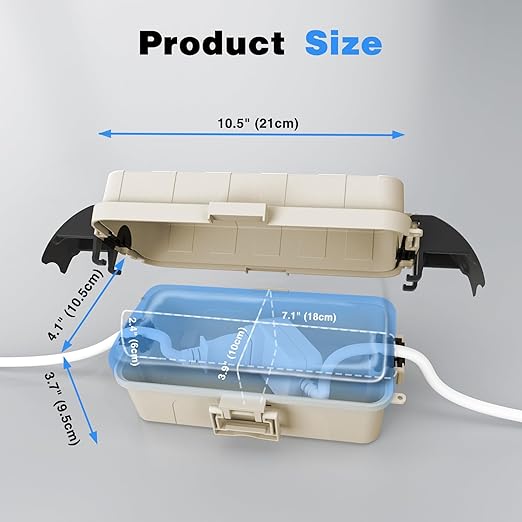 FLEMOON IP55 Outdoor Electrical Box Waterproof with Detachable Awning Covers, 8.3 x 4.1 x 3.7 inch Weatherproof Extension Cord Cover, Easy Installation for Outdoor Plug, Outlet, String Lights, Almond