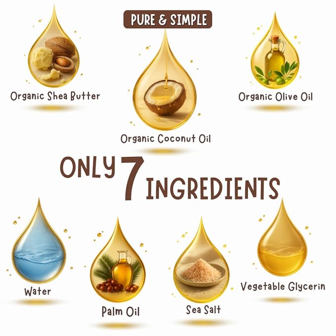 Unscented Baby Soap Bar for Sensitive Skin | Only 7 Ingredients | Gentle Wash for Babies, Toddlers, Kids, and Adults | Organic and Natural Ingredients | 2 Bars