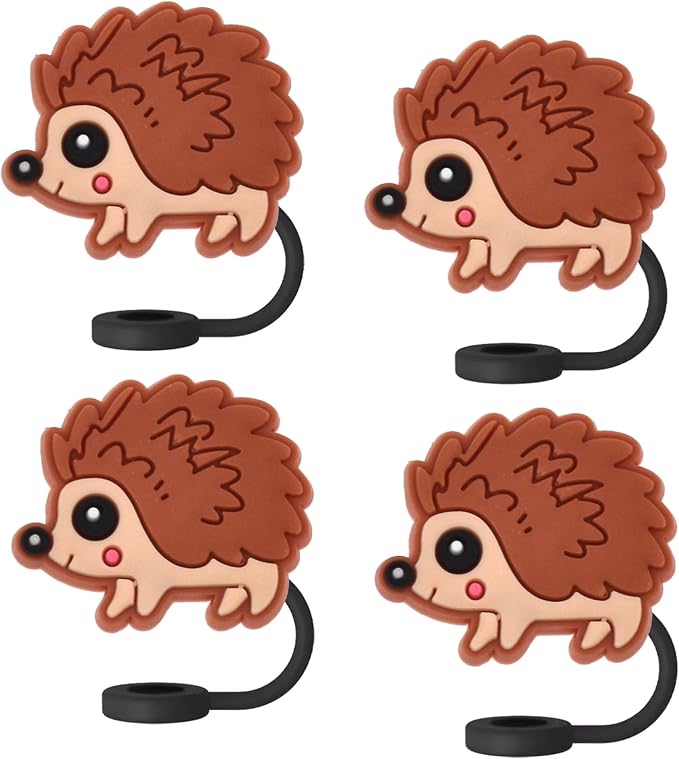 Animal Straw Toppers For Stanley Cups;Straw Covers Cap Toppers Compatible With Stanley 30&40 Oz Tumbler, Reusable & Silicone Tumbler Straws Topper For 0.4 Inch Tips Animal Lover Gifts (Hedgehog)