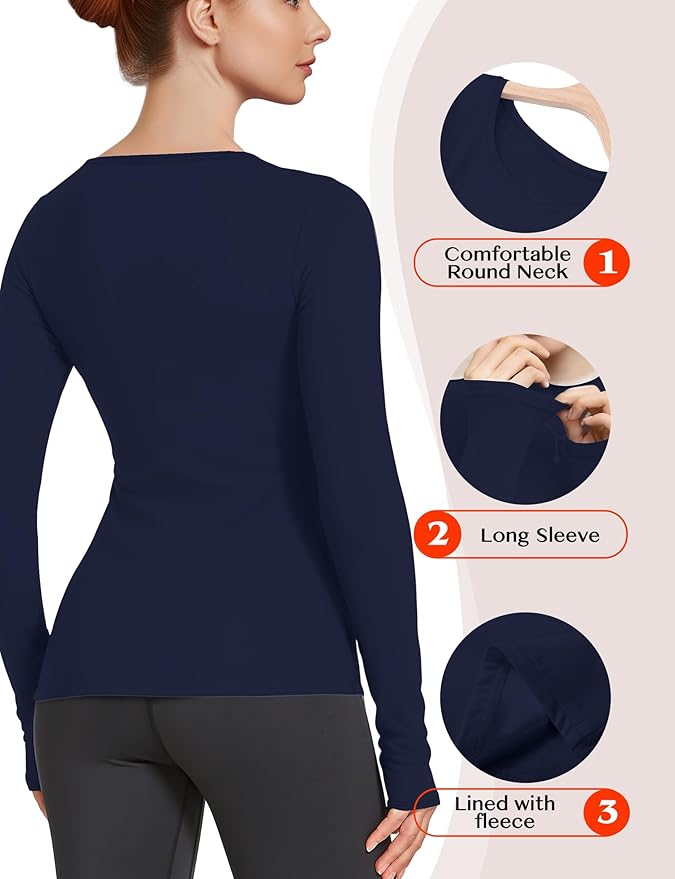 Women's Long Sleeve Thermal Underwear Lightweight Compression Baselayer Shirt Women Clothing Premium Comfort Winter Tops