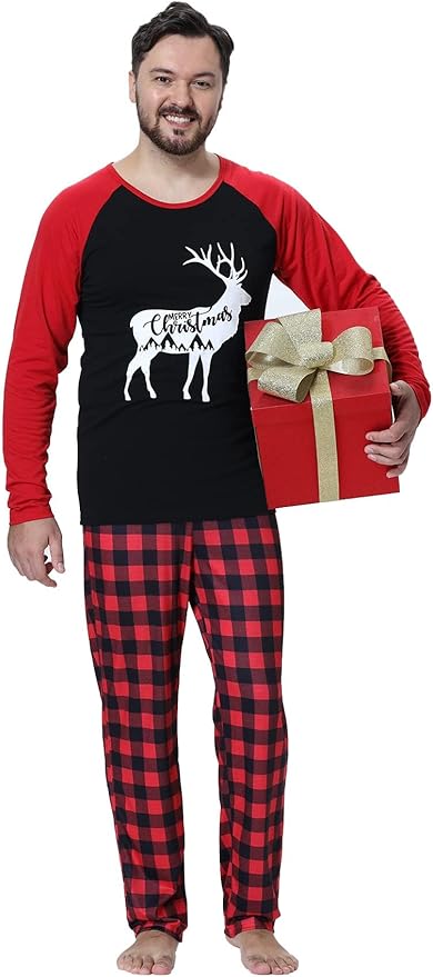 YIJIU Christmas Pajamas Cute Deer Print Long Sleeve Totem PJS Set