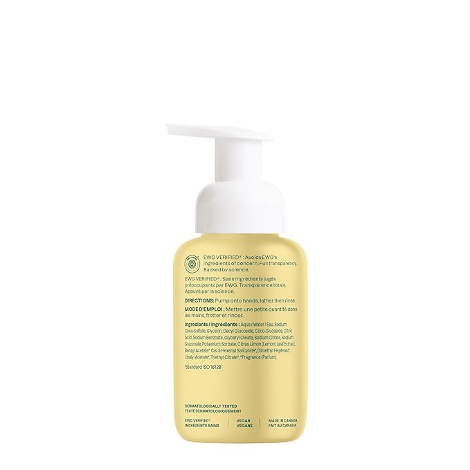 ATTITUDE Foaming Hand Soap, EWG Verified, Plant and Mineral-Based Ingredients, Vegan and Cruelty-free Personal Care Products, Lemon Leaves, 10 Fl Oz