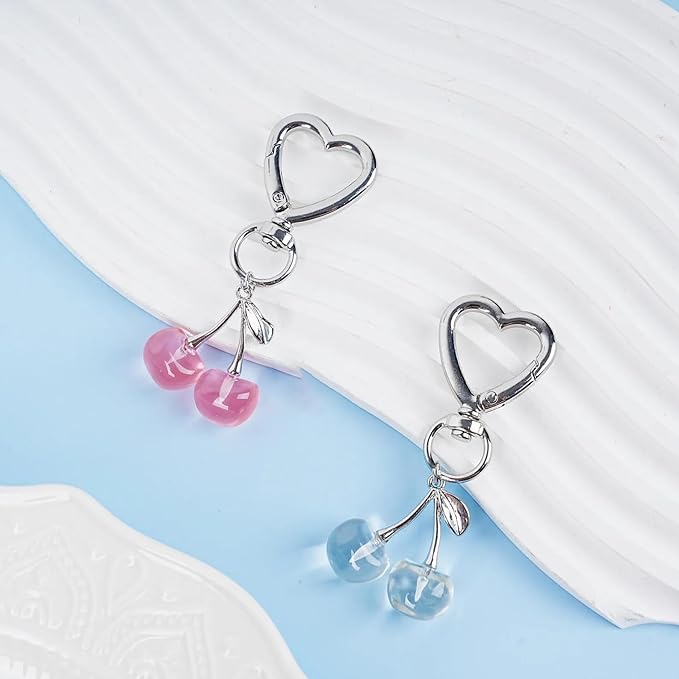 Agromusk Cute Cherry Keychain,Kawaii Cherry Bag Purse Charms for Women Car Keys Decor Gifts Stuff Accessories