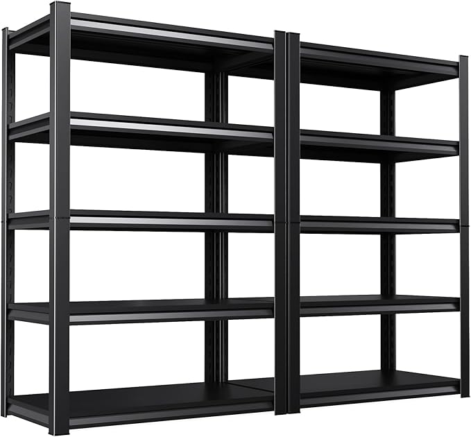 71.2''H Storage Shelves, 2500lbs Garage Shelving,Adjustable Heavy Duty Shelving Unit,5T Tall Garage Shelves，Metal Standing Shelf Units,Utility Rack For Kitchen Warehouse Industrial Basement 2 Pack