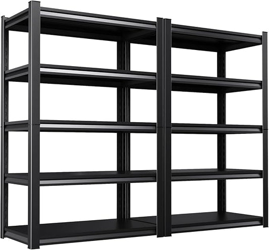 Set of 2 71"H-35"W All Metal Garage Shelving-2050LBS 5 Tier Storage Shelves,Adjustable Heavy Duty Shelving Unit and Storage Large Rack,Utility Steel Shelf For Shop Warehouse Industrial 71"x35"x16"