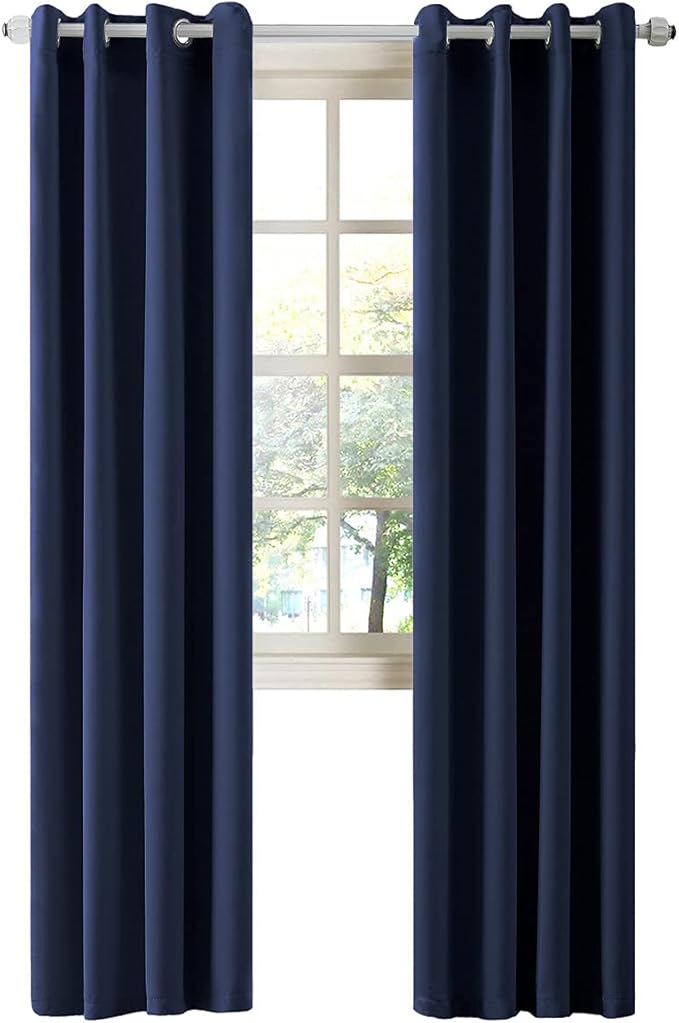 LA PALMA Thermal Insulated Blackout Darkening Grommet Living Room Curtains Window Drapes for Bedroom Pack of 2 Panels