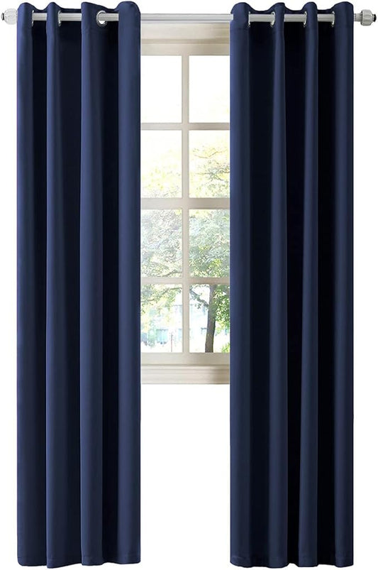 LA PALMA Thermal Insulated Blackout Darkening Grommet Living Room Curtains Window Drapes for Bedroom Pack of 2 Panels