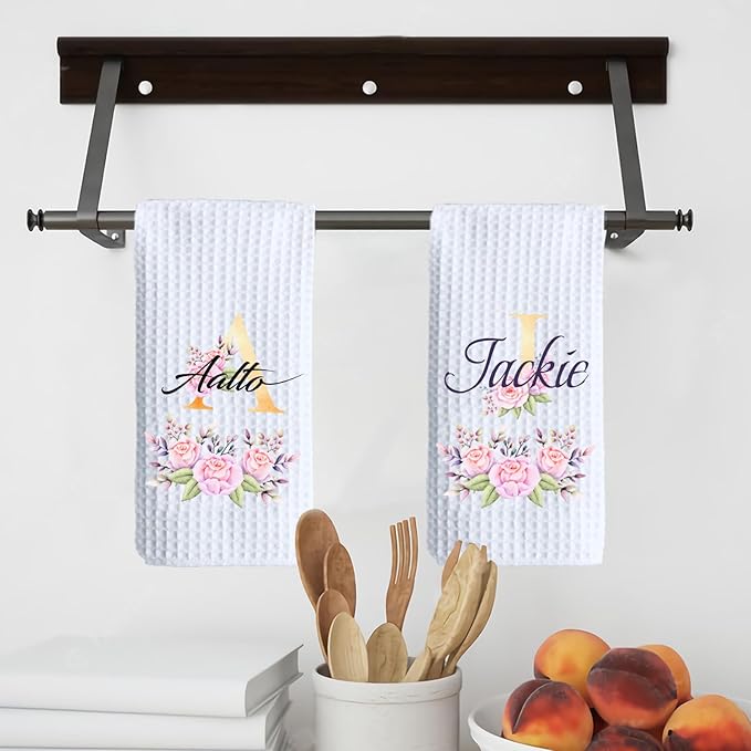 ubmpj Personalized Kitchen Towel Custom Waffle Weave Towel Gift for Housewarming Wedding Friend Birthday