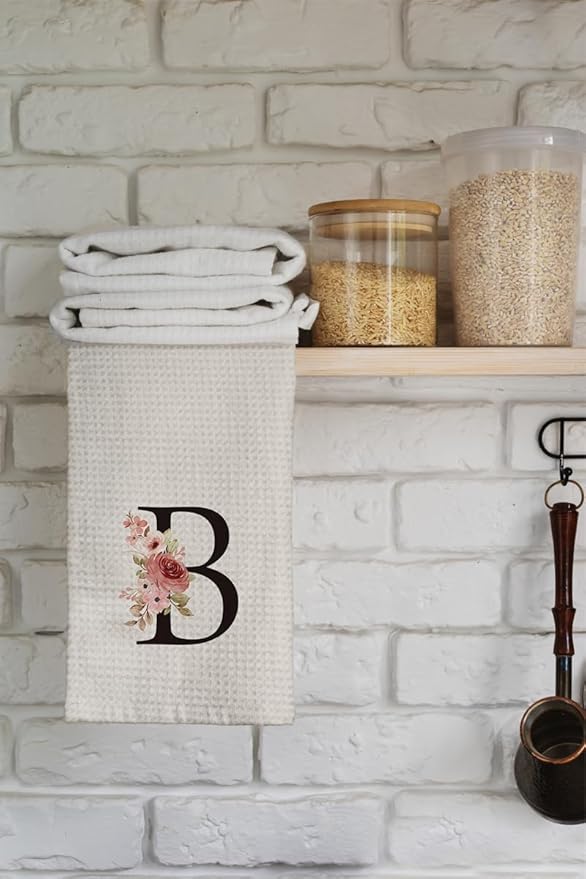 Kitchen Towels, Personalized Gifts Mode Monogram Letter B Kitchen Towel for Dinning Bathroom, Christmas Birthday Gifts for Women, Kitchen Towel and Dishcloths Sets 16×24 Inches