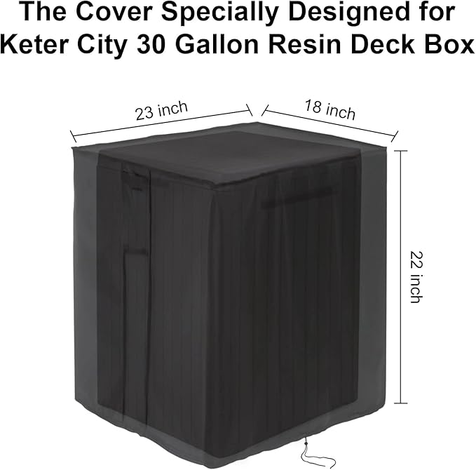 Outdoor Storage Box Cover for Keter City 30 Gallon Resin Deck Box(Only Cover), Waterproof Patio Storage Box Covers -23 x 18 x 22 Inch