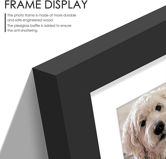 8x14 Picture Frame Collage Display 4x6 and 5x7 Photos for Available Horizontal Wall Mounting Display and Vertical Black